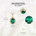 wholesale 14K Yellow Gold Lab-Created Emerald & Zirconia Oval Pendant Necklace-0-4