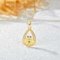 wholesale 14K Gold Frog Green Crystal Teardrop Pendant Necklace for Women Girls-0-4