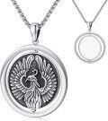 wholesale 925 Sterling Silver Phoenix Locket Necklace with Rotatable Coin for Men & Women - Birthday/Christmas Gift (22 Chain)-0-0