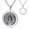 wholesale 925 Sterling Silver Phoenix Locket Necklace with Rotatable Coin for Men & Women - Birthday/Christmas Gift (22 Chain)-0-0