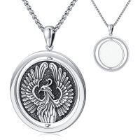 wholesale 925 Sterling Silver Phoenix Locket Necklace with Rotatable Coin for Men & Women - Birthday/Christmas Gift (22 Chain)-Chain