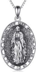 wholesale 925 Sterling Silver Virgin Mary Pray For Us Pendant Necklace - Religious Catholic s for Women and Men-0-0