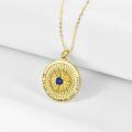wholesale 925 Sterling Silver Gold Compass Birthstone Necklace 24mm, 18-2 Inch Chain, Gift for Women-0-1
