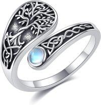 wholesale 925 Sterling Silver Moonstone Celtic Knot Tree Of Life Adjustable Thumb Ring-Tree of Life