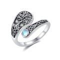 wholesale 925 Sterling Silver Moonstone Celtic Knot Tree Of Life Ring-0-0