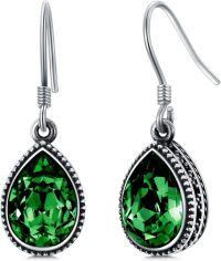 wholesale 925 Sterling Silver Multicolor Gemstone Simulated Birthstone Teardrop Dangle Earrings-May Birthstone