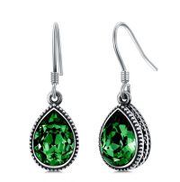 wholesale 925 Sterling Silver Teardrop Blue Topaz Drop Earrings-May Birthstone