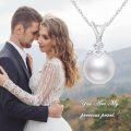 wholesale 14K Gold Freshwater Pearl 9mm Heart Pendant Necklace with Cubic Zirconia Accent - White Gold Tone Chain (18)-0-4