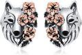 wholesale 925 Sterling Silver Wolf Head Flower Stud Earrings for Women Girls Gifts Jewelry Accessories 4 Colors Available-0-0