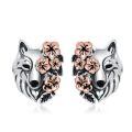 wholesale 925 Sterling Silver Wolf Head Flower Stud Earrings for Women Girls Gifts Jewelry Accessories 4 Colors Available-0-0