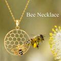 wholesale 925 Sterling Silver Gold Plated Honeycomb Bee Pendant Necklace for Women-0-4