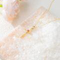 wholesale 14k Rose Cross Pendant With Green Leaf Detail On Chain-0-2