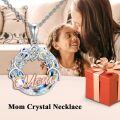 wholesale Gift For Mom 925 Sterling Silver Mom Necklace With Bule Crystal Jewelry Christmas Birthday Gifts For Women Mother Grandmother Wife Sister Daughter -0-5