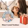 TOUPOP 925 Sterling Silver Blue Crystal Mom Necklace Gift-0-5