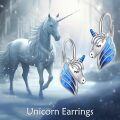 wholesale 925 Sterling Silver Blue Enamel Winged Unicorn Studs Earrings Gifts for Girls and Women-0-1