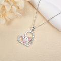 wholesale 925 Sterling Silver Pink Crystal Lamb Heart Pendant Necklace for Women Gifts-0-3