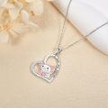 wholesale 925 Sterling Silver Pink Crystal Lamb Heart Pendant Necklace for Women Gifts-0-3