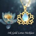 wholesale 14K Gold Opal Lotus Pendant Necklace for Women - Mothers Day s-0-3