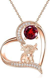 wholesale Sterling Silver Highland Cow Birthstone Necklace Jewelry Gifts for Women Girls-2-01--2-01-
