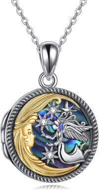 wholesale 925 Sterling Silver Guardian Angel Lockets with Abalone Shell and Cubic Zirconia Stones - Christening s for Women & Girls-Angel-Locket