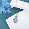 wholesale 925 Sterling Silver Abalone Shell Hamsa Hand with Star of David and Evil Eye Pendant Lucky Charm Necklace for Women & Men-0-3