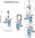 wholesale 925 Sterling Silver Hummingbird Blue Crystal Hoop Earrings Gift for Women Girls-0-4