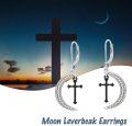 wholesale TOUPOP Christmas Gifts For Women 925 Sterling Silver Moon Cross Earrings For Women Dangle Moon Earrings Hoop Leverback Earrings Retro Punk Earrings Jewelry Valentine's Day Birthday Gifts For Women Wife Daughter -0-5