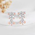 wholesale 925 Sterling Silver Highland Cow Stud Earrings with Rose Gold Accents and Cartoon Design-0-2