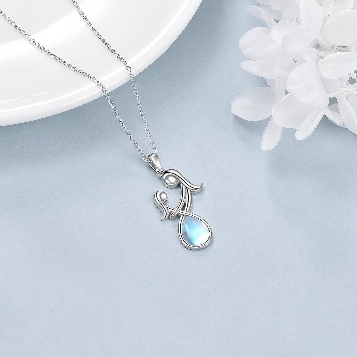 Sterling Silver Stone Mother Daughter Necklace Gift for Mom-0-4