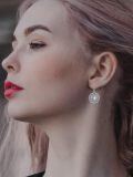wholesale 925 Sterling Silver Blue Moonstone Drop Earrings Vintage Filigree Oxidized Oval Jewelry-0-1