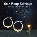 wholesale 925 Sterling Silver & 18K Gold Plated Stars CZ Huggie Hoops for Women-0-4