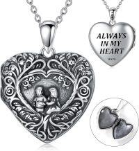 wholesale 925 Sterling Silver Tree of Life Photo Locket Pendant Necklace for Women 24 Chain Always in My Heart Engraved-Brothers and Sisters