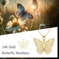 wholesale 14K Gold White Opal Butterfly Necklace Pendant for Women Wife Mom-0-4