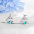 wholesale 925 Sterling Silver Turquoise Heart Claddagh Drop Earrings with Celtic Knots Irish  for Women and Girls-0-4