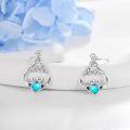 wholesale 925 Sterling Silver Turquoise Heart Claddagh Drop Earrings with Celtic Knots Irish  for Women and Girls-0-4