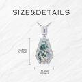 wholesale 925 Sterling Silver Hexagon Kite Shape Moss Agate and Cubic Zirconia Pendant Necklace for Women-0-3