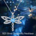 wholesale 925 Sterling Silver Dragonfly Heart-Shaped Blue Crystal Pendant Necklace s for Women-0-2