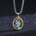 wholesale 925 Sterling Silver Abalone Shell Eye Of Horus Ankhs Pendant Necklace Ancient Egypt s for Women Men-0-4