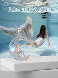 wholesale 925 Sterling Silver Moon Mermaid Pendant with Opal Stone Necklace s for Women-0-2