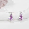 wholesale 925 Sterling Silver Purple Floral Cubic Zirconia-Shaped Drop Earrings-0-1