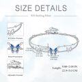 wholesale 925 Sterling Silver Blue Enamel Butterfly Charm Anklet for Women's Gift-0-3