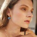 wholesale 925 Sterling Silver Heart-Shaped Blue Crystal Dragon & Flower Drop Earrings-0-1