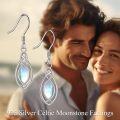 wholesale 925 Sterling Silver Rainbow Moonstone Celtic Trinity Knot Drop Leverback Earrings-0-5