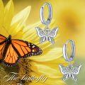 wholesale 925 Sterling Silver Butterfly Huggie Hoop Earrings with Filigree Design - 14mm Diameter-0-1