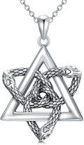 wholesale 925 Sterling Silver Star of David with Serpent Pendant Gothic Necklace Jewelry for Women and Men-0-0