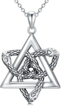 wholesale 925 Sterling Silver Star of David with Serpent Pendant Gothic Necklace Jewelry for Women and Men-Celtic Snake Necklace