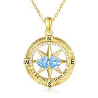 wholesale 925 Sterling Silver Compass Pendant with Birthstones for Women-03-03-Mar-Mar