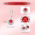 wholesale 18K White Gold Plated 925 Sterling Silver Red Gemstone Crystal Filigree Dangle Earrings with Leverback Clasp-0-5
