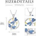 wholesale 925 Sterling Silver Blue Enamel Gold Accents CZ Dragonfly Pendant Necklace for Women-0-4