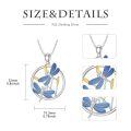 wholesale 925 Sterling Silver Blue Enamel Gold Accents CZ Dragonfly Pendant Necklace for Women-0-4